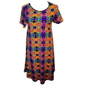 New LuLaRoe Colorful Abstract Geometric Print Dress Sz XXS